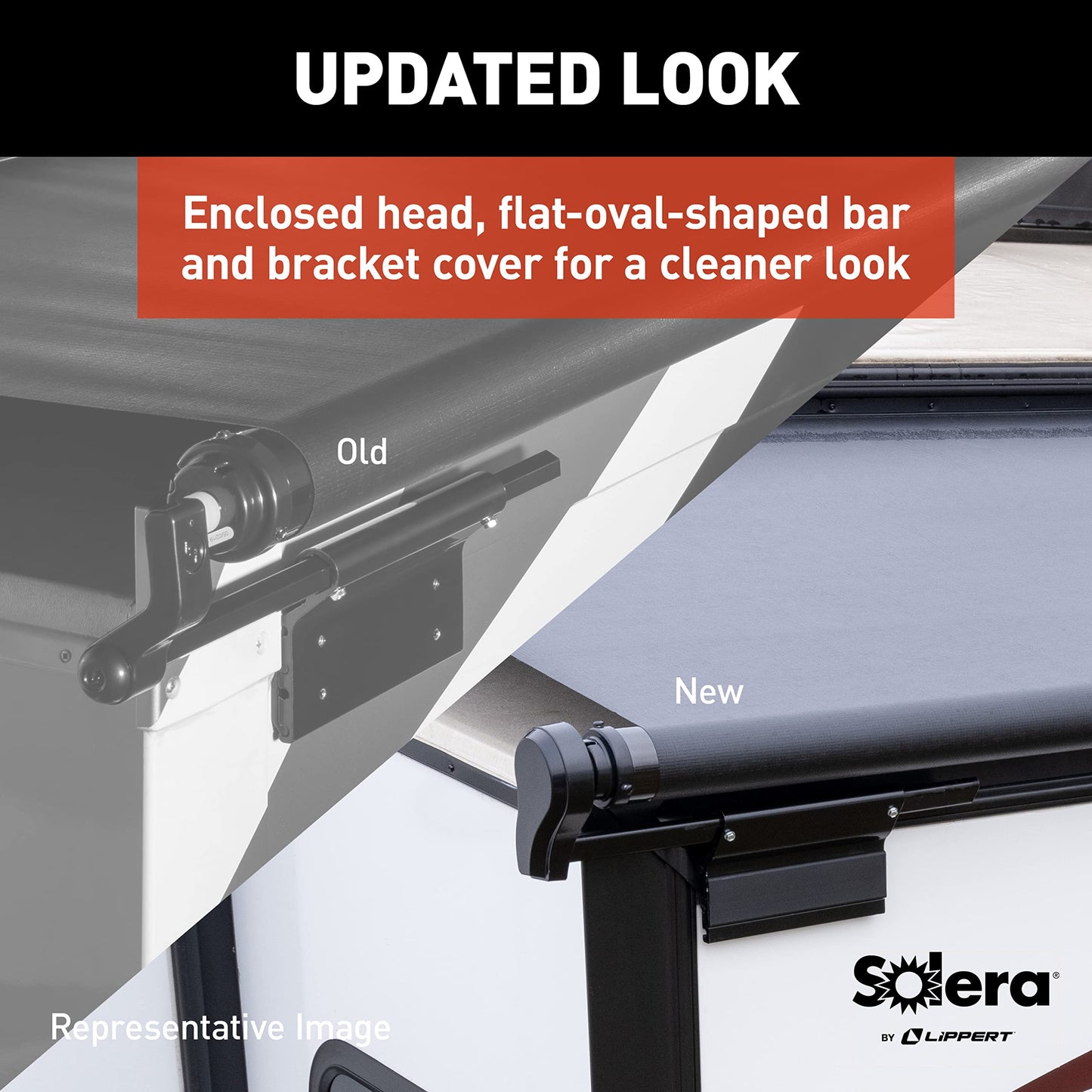 Solera 5000 Series Black Slide Topper RV Slide-Out Awning 7' (6'7" Fabric) 13.5 oz Vinyl Leak-Proof, 48" Extension, Roof, Sidewall Protection, Travel Trailer, 5th Wheel, Motorhome - V000168105