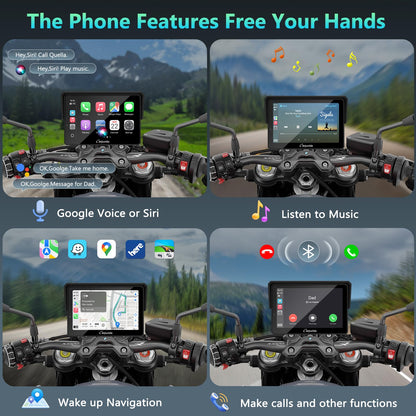 CARPURIDE W502BS for BMW Motorcycle CarPlay & Android Auto Dual Bluetooth, 5" Waterproof GPS Navigation Screen, Data Reading, Native Wonder, TPMS, Light Sensor, Music Sharing, Intercom, 16-Pin
