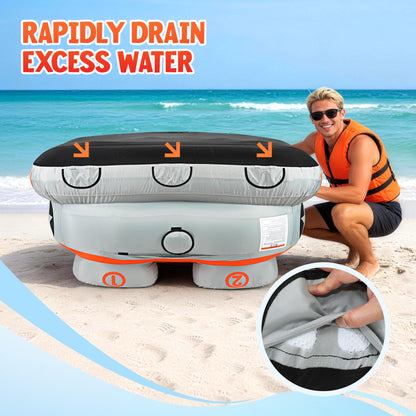K-Musculo Towable Tubes Heavy Duty Water Tubes - 2 Person Shark Battle Tank, Boat Tubes & Towables, EVA Foam Pads, Drainage, Super Safe Handle, Quick Connector (F-1012)