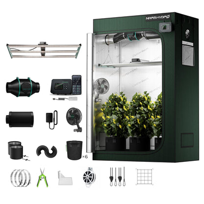 MARS HYDRO 2x4 Smart Grow Tent Kit Pro with WiFi-Integrated Controller 43,320W FC4000 App Dimming Grow Light,2000D Oxford Cloth,High Reflective Mylar,4inch Automatic Ventilation System,Green