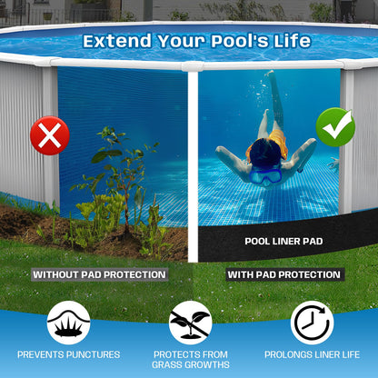 Zeonly 21 FT Pool Liner Pad for Above Ground Pool, 300 G/M² Thicker Heavy Duty Round Pool Liner Pad, Puncture Protection Under Pool Padding, Extend Liner Life Durable Eco-Friendly Fabric, Black