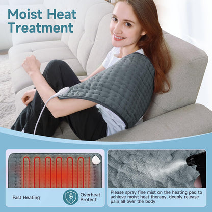 Heating Pad for Back, Large Heating Pads for Body Muscle Pain Cramps Relief, 6 Heat Settings Machine Washable Electric Heating Pad, Birthday Christmas Gifts for Women Mom