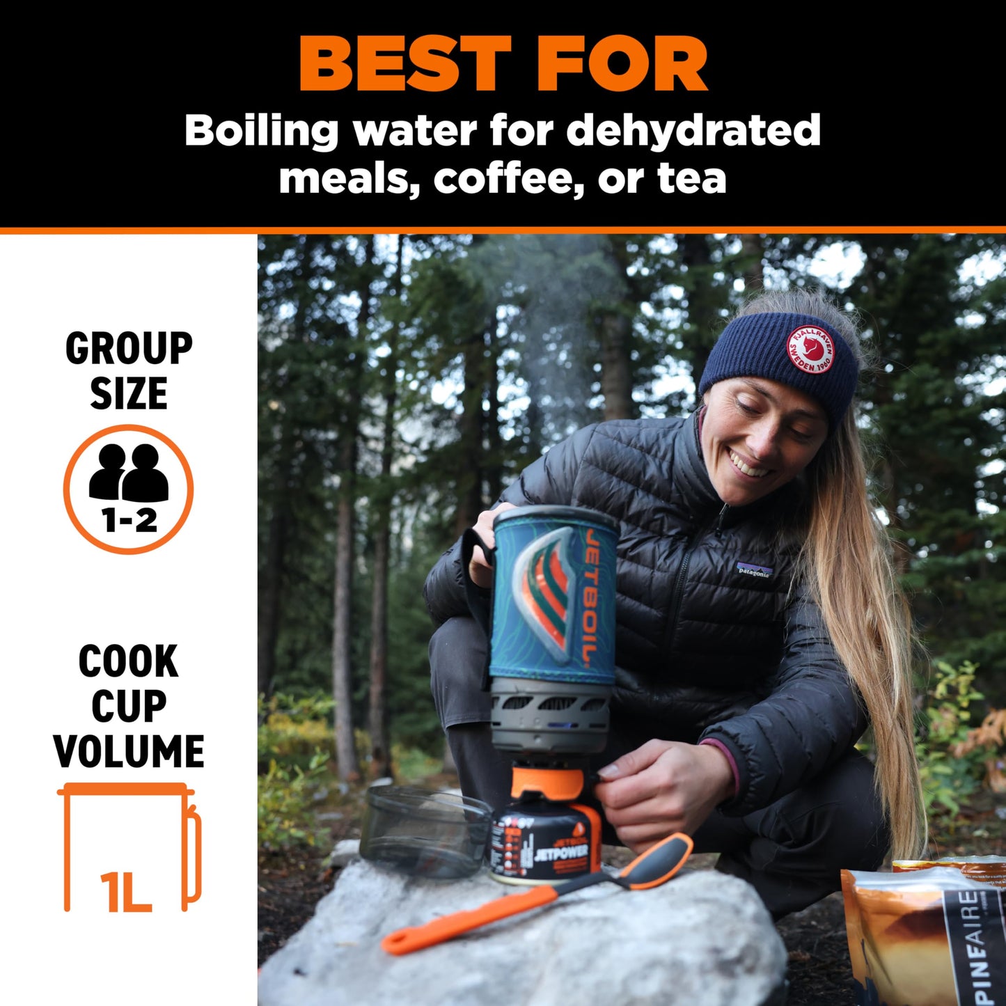 Jetboil Flash 1.0L Portable Fast Boil Stove for Camping and Backpacking with 1-Step Auto Ignition, Propane/Isobutane Burner with Cooking Cup, Ocean Topo