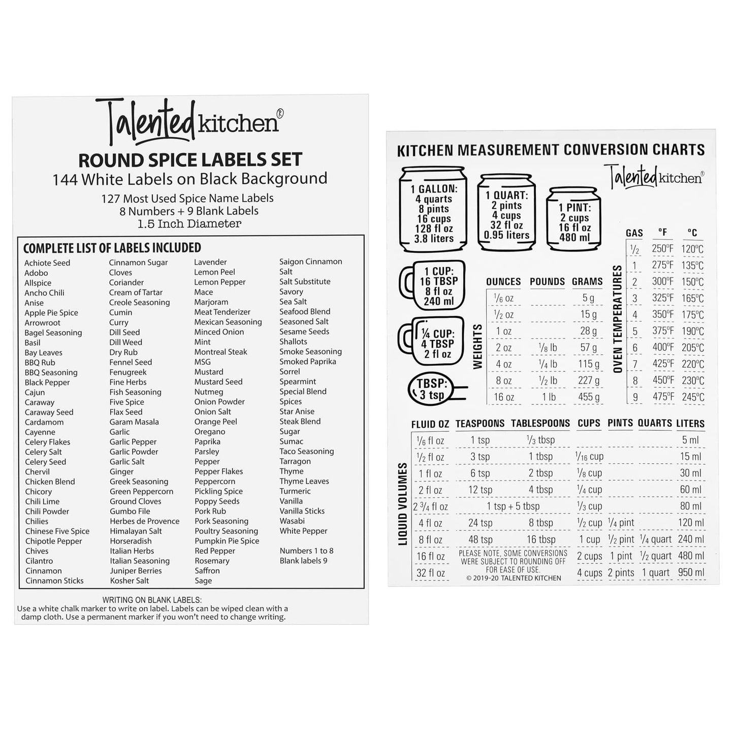 Talented Kitchen Silver Magnetic Spice Jars for Refrigerator (3 oz) - Stainless Steel 12 Spice Containers with Sift & Pour Lids (269 Preprinted Labels and 2 Label Styles)