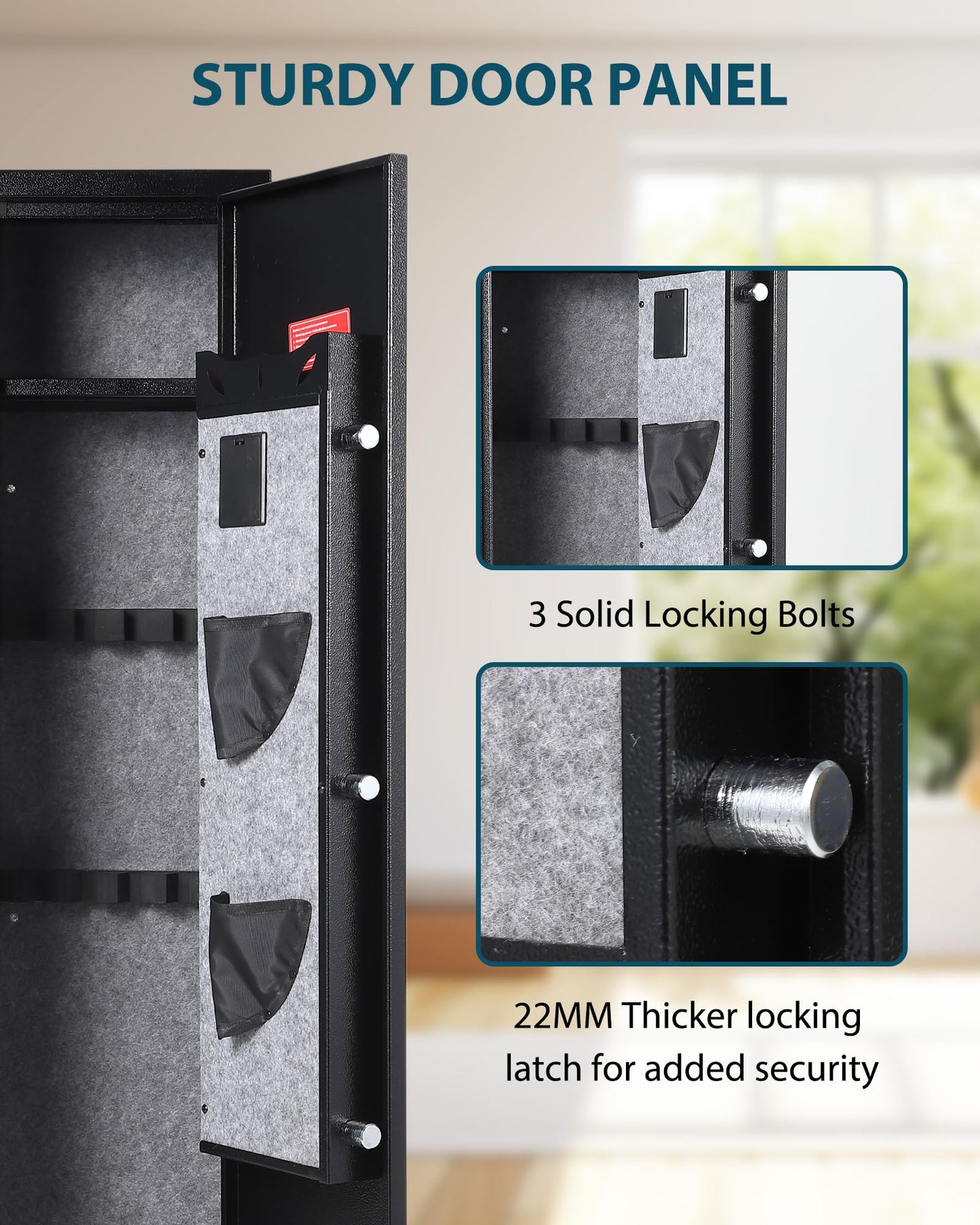 4 Gun Safe for Rifles and Pistols, Heavy Duty Steel Gun Cabinet, Large Digital Gun Locker with Adjustable Gun Racks & Removable Shelf, Anti-Theft Home Firearm Storage Safe