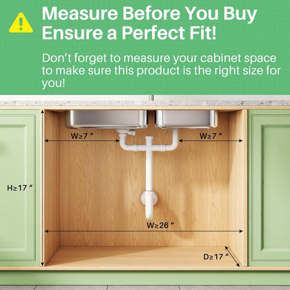 Kitstorack Under Sink Organizer - 2-Pack Adjustable Metal Cabinet Shelf | Slide-Out Storage for Kitchen & Bathroom