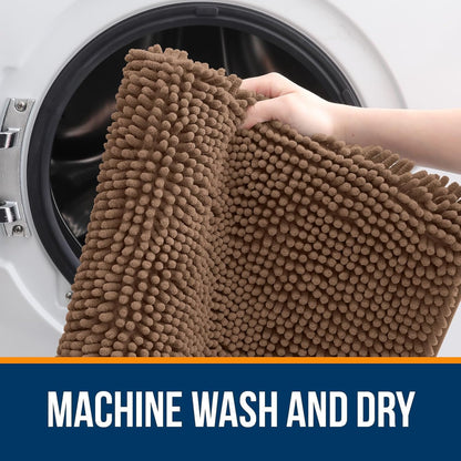 OLANLY Bathroom Runner Rugs - Extra Soft Absorbent Chenille | Quick-Dry Rubber Backing, 44x24 Mocha