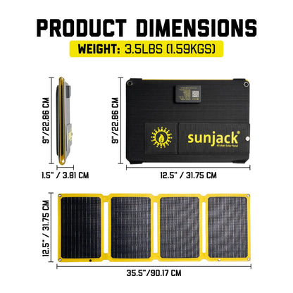 SunJack – 40 Watt Foldable Solar Panel, ETFE Waterproof Portable Solar Panel with Kickstands, USB-C PD30W, USB-A QC3.0, DC Output, Solar Panels for Camping, Hiking, Emergency Power