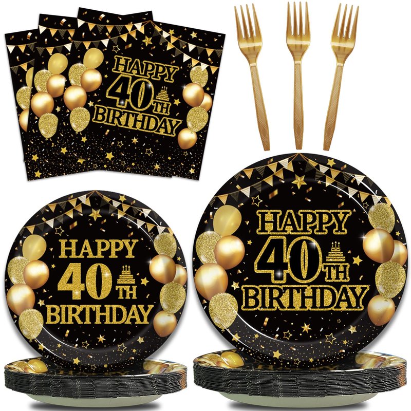 Kepeel 96Pcs 40th Birthday Party Tableware Set, Back in 1986 Birthday Party Decorations Supplies for Men Women Cheers to 40 Years Birthday Party Dessert Plates Napkins Forks Favors, Serve 24