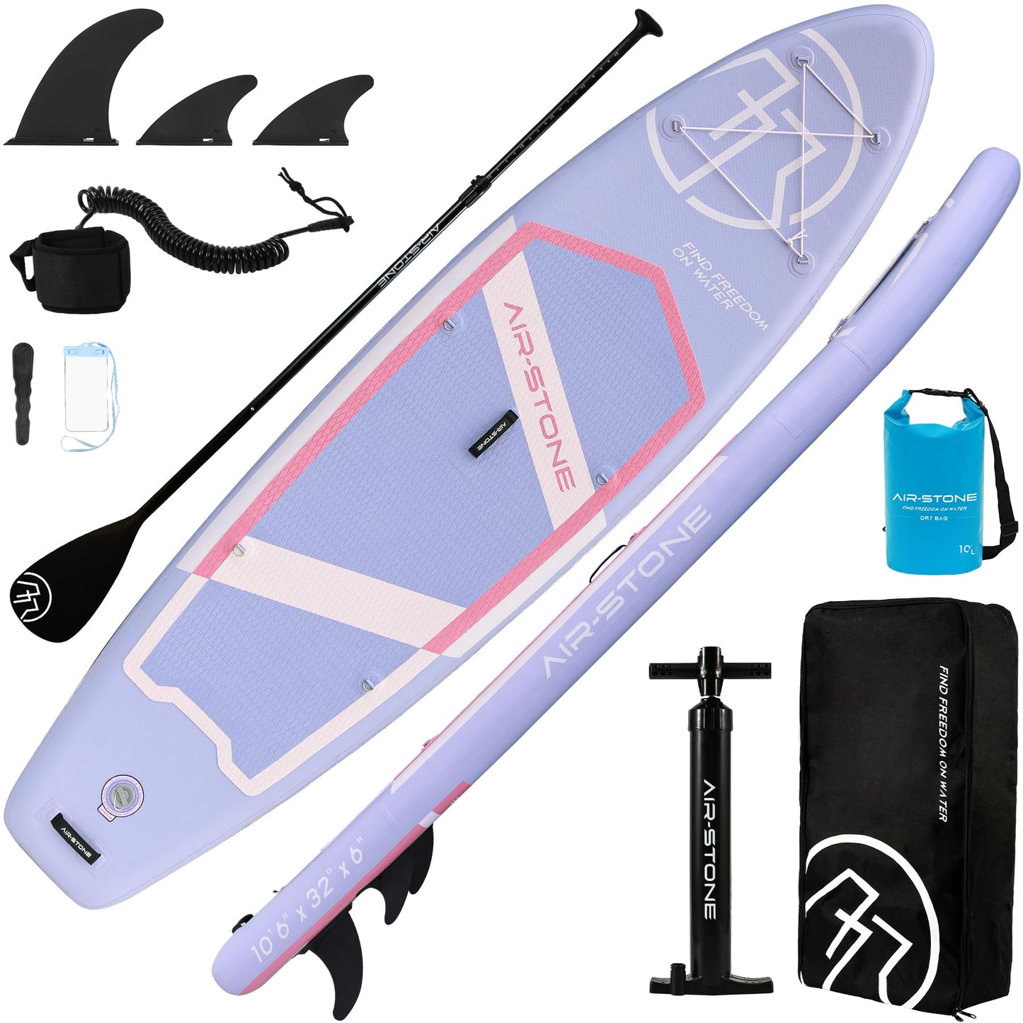 AIR-STONE Inflatable Paddle Board - 10'6" SUP for Adults, Ultra-Stable & Lightweight, All-Around Design for Surfing, Fishing, Yoga, Includes Full Accessories Set -Planet Purple