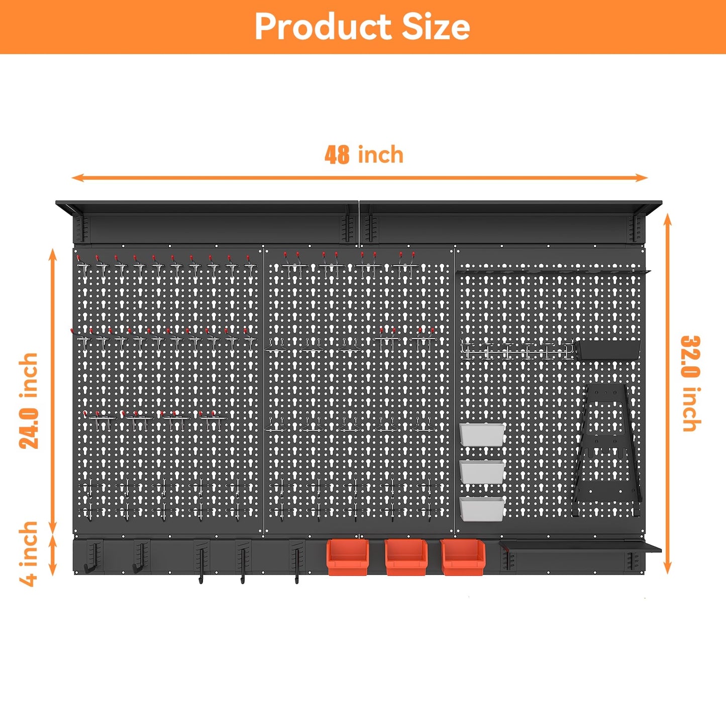 WALMANN 113 PCS Pegboard Wall Organizer Kit with Pegboard Hooks, Bins, Shelves, Pegboard Tools Storage System for Garage, Workbench, Modular Peg Board Tool Organizer Board with Hooks(Black)