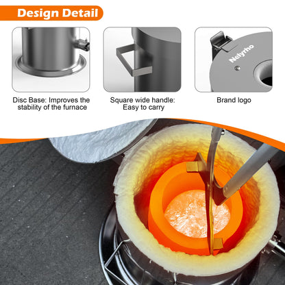 Nelyrho 12KG Hinge Flip Top Propane Melting Furnace Metal Smelting Machine with High Capacity, Melting Aluminum, Silver, and Copper Alloys, Easy-to-Use Foundry Kiln for Beginners and Professionals