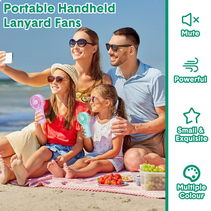 Rossesay 100 Pcs Mini Portable Fan Handheld Battery Operated Portable Small Personal Fans for Summer Travel Beach Indoor Outdoor Cooling Gift (Pink,Purple,Yellow,Green,Blue)