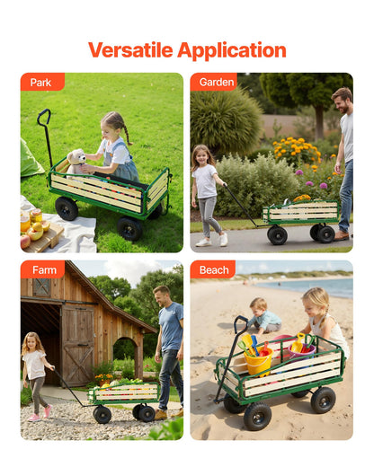 VEVOR Pull Along Kids Wagon, Rolling Toy Cargo Wagons for Kids, Outdoor Children Stroller Wagon for Beach Gardening Camping Essentials with Removable Sides