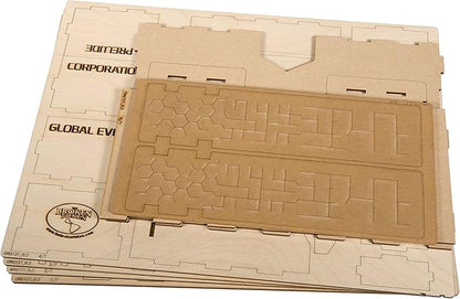 The Broken Token Terraforming Mars Compatible Expansions Game Organizer - Wood Storage Box with Multiple Trays &amp Card Shoe - Wooden Game Organizer