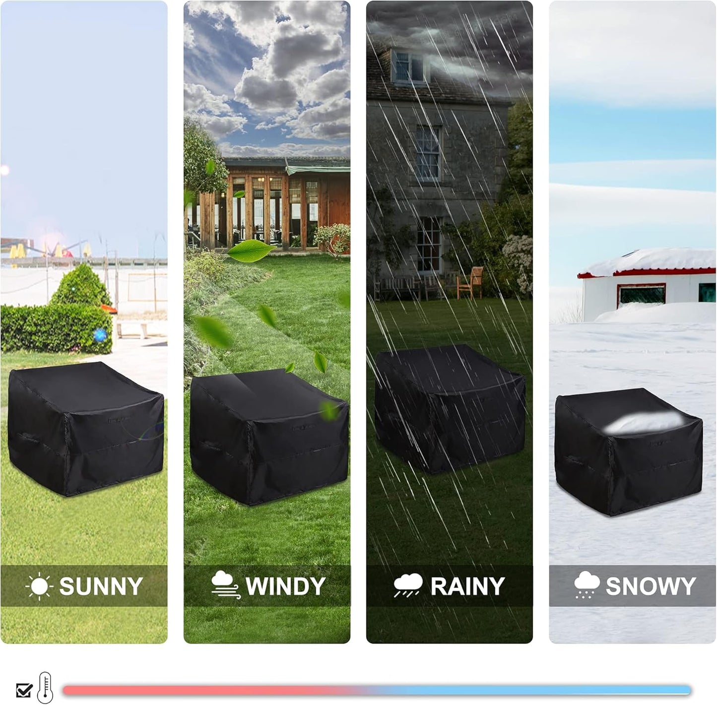 ALSTER Outdoor Chair Covers - Durable Waterproof Black Furniture Covers | 2 Pack (29" L x 30" W x 36" H)