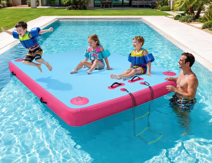 Inflatable Floating Dock for Lakes, Thick and Extra Wide Lake Floats for Adults, Non-Slip Air Dock Platform with Portable Carrying Bag, Floating Platform Island for Pool Beach Ocean