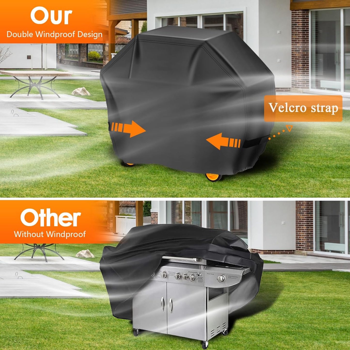 Aoretic BBQ Grill Cover - 58 Inch Waterproof & UV-Resistant for Weber, Char-Broil, Dyna-Glo