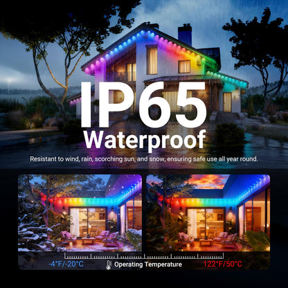 NEEWER 144ft Permanent Outdoor Lights for House Decor, Smart AI RGBCW Outside Eaves String Christmas Lighting with 90 LED Lights App Control 50+ Scenes IP65 Waterproof, Compatible with Alexa, NR02