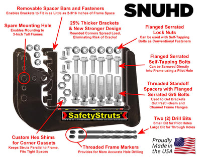 Mount-n-Lock RV Bumper Bundle (2 Items): 1 Set HD SafetyStruts, 1 Pair GennyGo Folding Arms (1SNUHD, 2FSAS)