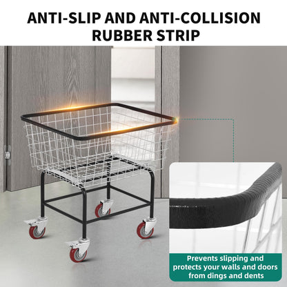 Ultym Extra-Large Rolling Laundry Cart with Wheels Holds 4 Washer Loads, Wire Laundry Basket, Heavy-Duty Steel Storage Basket with Galvanized Finish, for Commercial or Home Laundry
