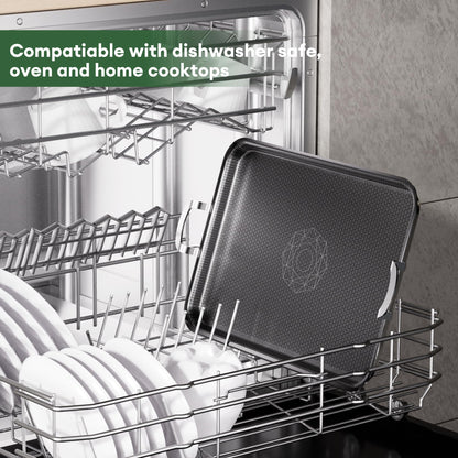 Cooker King 19 x 13 Inch Hybrid Honeycomb Stainless Steel Double Burner Griddle Pan, 3-Ply Nonstick Flat Top Grill Plate & Rectangular Roasting Pan, Metal Utensil Safe, Induction Ready, Oven-Safe