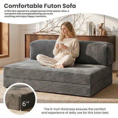 Winzoo 4-in-1 Folding Sofa Bed – Memory Foam Convertible Sleeper Chair with Pillow, No Assembly Required for Apartment, Guest Room, Camping