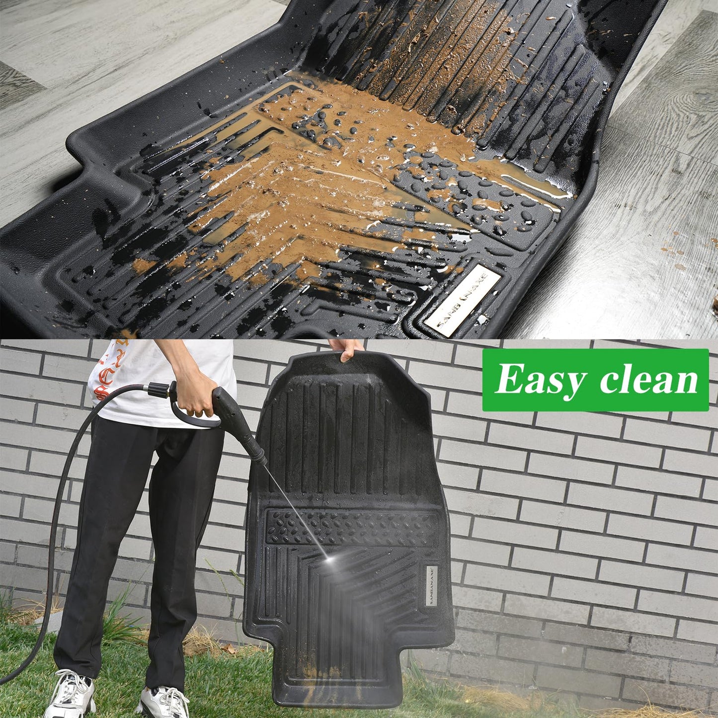 SANBAN-AXE Floor Mats & Trunk mat for 2018-2024 Ford Expedition MAX (Only Fit 8 Seats) (2 Row Bench Seat),TPE All Weather Protection 3 Rows Car Floor Liners with Cargo Liners Accessories