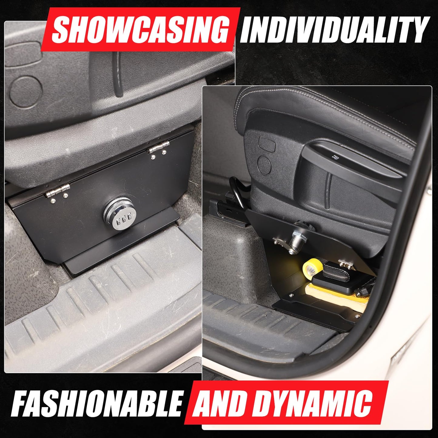 Tumukiw Compatible with INEOS Grenadier 2020-2024 Under Seat Storage Organizer, Customized Carbon Steel Driver Underseat Hidden Lock Box Safe Box, 3-digit Combination Lock