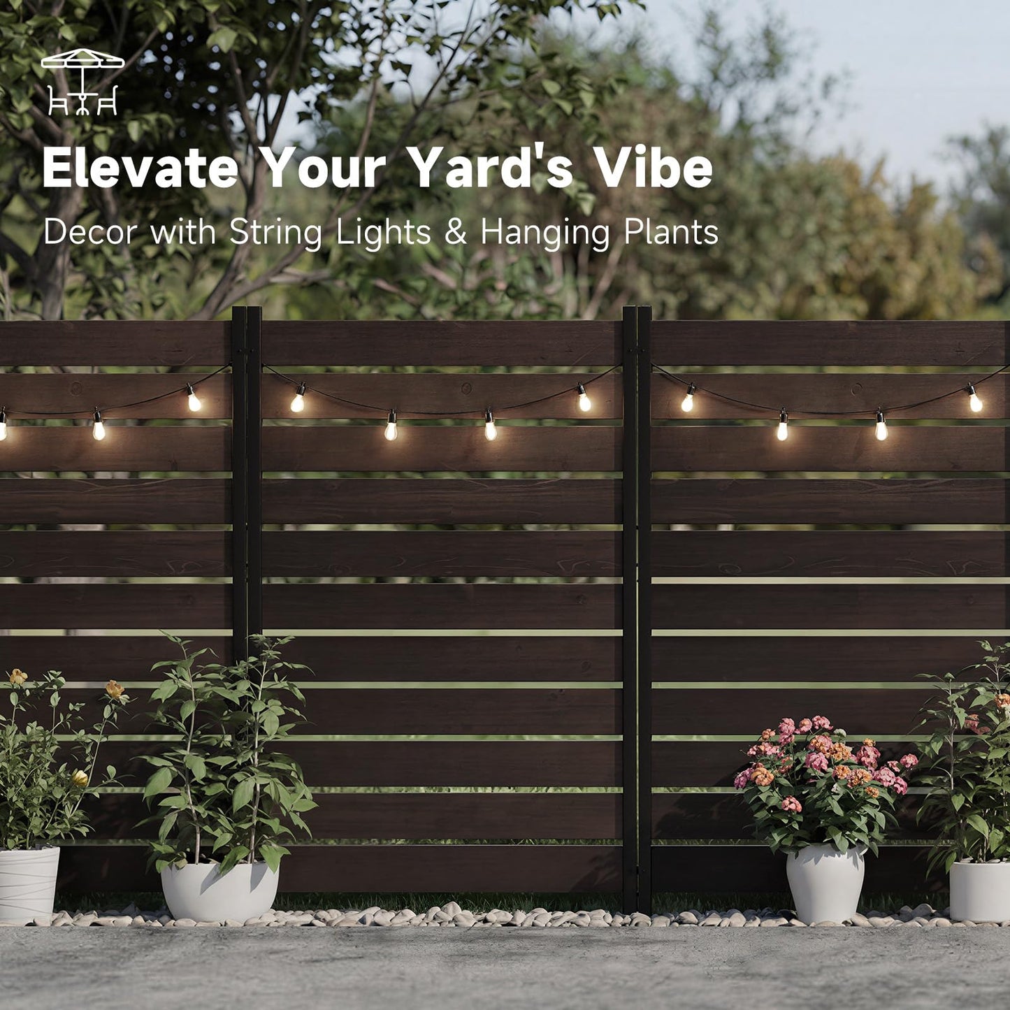Wooden Privacy Fence, Outdoor Privacy Screen, Porch and Terrace Privacy Wall, Trash Can and Air Conditioner Concealment (Dark Brown)
