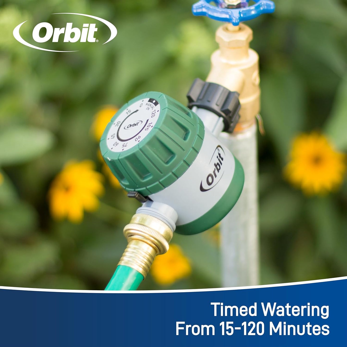 Orbit Mechanical Water Timer - Adjustable Irrigation Shutoff for Lawn & Garden - Battery-Free Design & Easy Grip Dial
