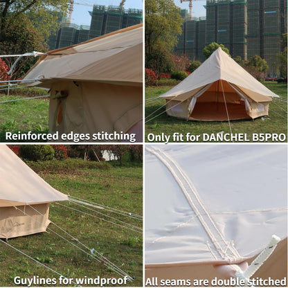 DANCHEL OUTDOOR Waterproof Rain Fly for Bell Tent, 4 Season Yurt Tent Rain Cover Protector Tarp Glamping Gears, PU5000mm Lightweight Oxford Polyester, Beige 4m/13ft