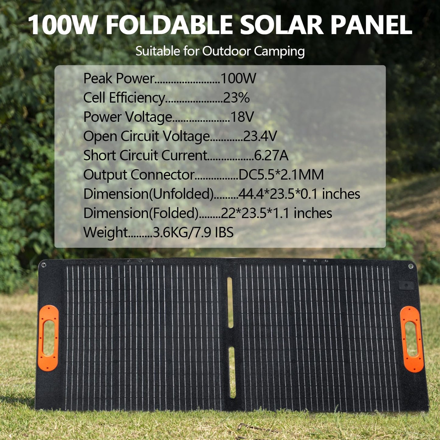 ALLWEI 100W Portable Solar Panel for 300/500 Power Station Solar Generator, 18V Solar Battery Charger with Adjustable Kickstand, Waterproof IP68 for RV Camping Trip Outdoor