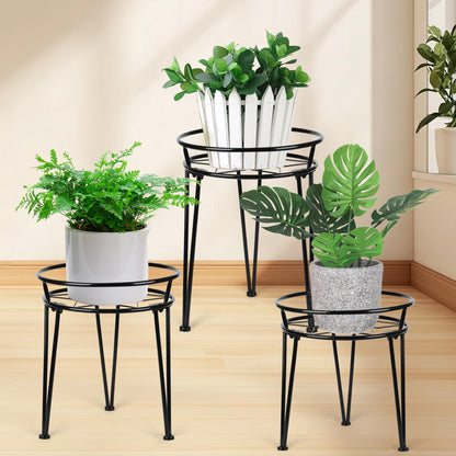 Jvtoo Metal Plant Stand, Plant Stand Indoor Outdoor, Metal Rustproof Flowers, Urban and Rustic Outdoor Plants Stands, Flower Pot Stand Suitable for Living Room, Balcony, Garden (3PCS,Black)