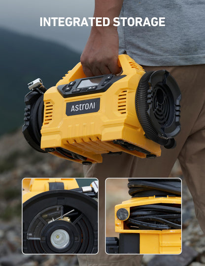 AstroAI MC3 Cordless Tire Inflator Portable Air Compressor for Car Tire Pump 160PSI with HD Screen, 3 Power Sources & Dual Powerful Motors, Heavy Duty Air Pump Inflation/Deflation