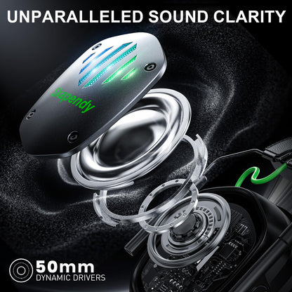Skapendy VK81 2.4GHz Wireless Gaming Headset for PS5, PS4, PC - Bluetooth Gaming Headphones with Noise Canceling Mic, Low Latency, Stereo Sound, 50+Hr Battery, RGB Headset Game Boy Accessories, Black