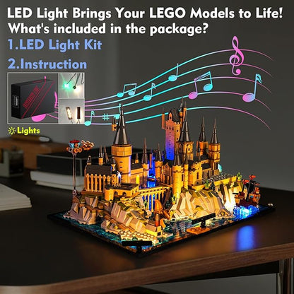 VONADO Light Compatible with Lego Hogwarts Castle and Grounds 76419 Music Version Creative Lighting Set Accessories Compatible with Lego 76419 for Fans (Lights Only No Models)