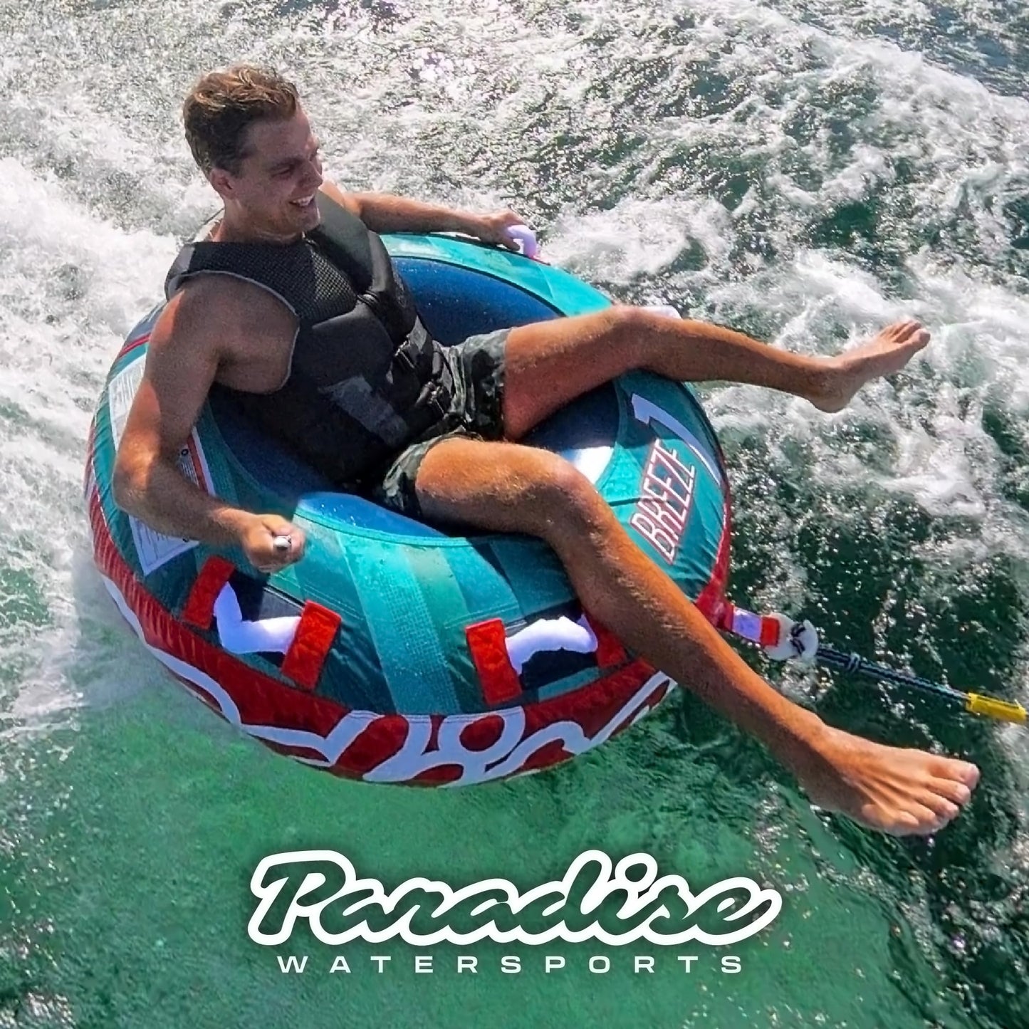 Paradise Water Sports - Breeze Water Towable Tube for Boating - 1 Rider, Teal/Red