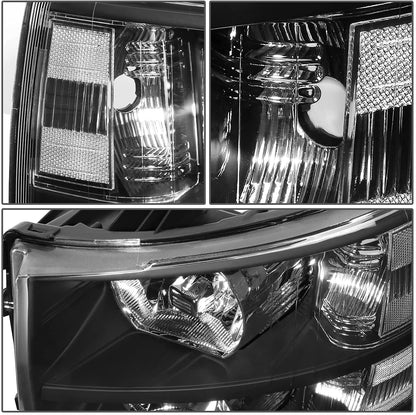 ISHARINGAUTOPARTS Headlight Assembly Compatible with 2007-2013 Chevy Silverado 1500, for 2007-2014 Silverado 2500 3500 2500HD 3500HD Replacement Headlamp Black Housing Clear Reflector