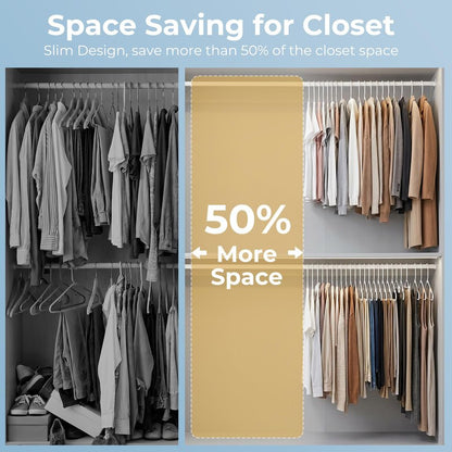 HOUSE DAY White Plastic Hangers 50 Pack, Plastic Clothes Hangers with Built-in Hooks, Durable and Strong Plastic Coat Hangers for Closet, Space Saving Clothing Hanger for Shirts, Coats, Skirt, Dress