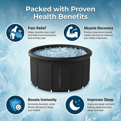 Versatyle XXL Ice Bath Tub for Adults, Extra Large Cold Plunge with Stainless Steel Frame, Insulated Walls, Cover, Pump & Carry Bag, Portable Recovery Pool, Fits Up to 4 People, 325-Gallon