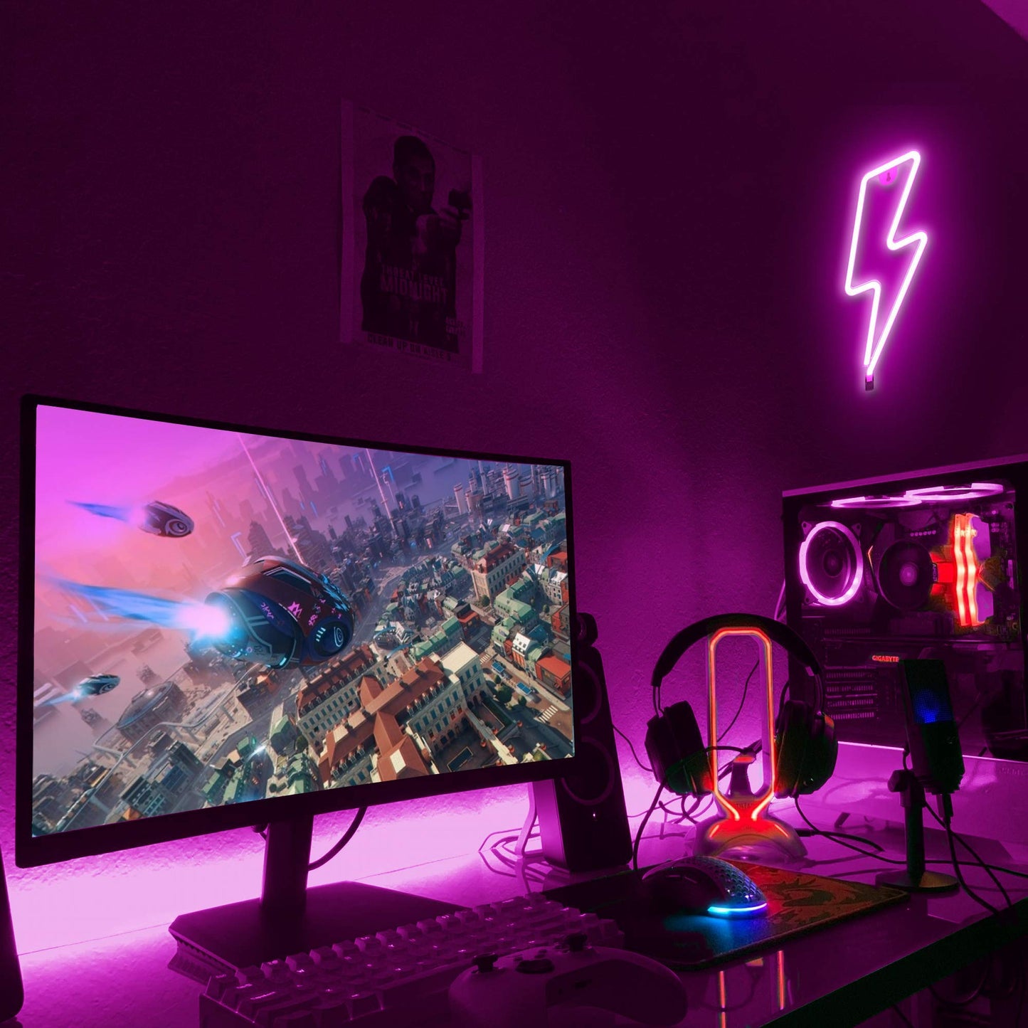 Lumoonosity Planet Neon Sign - USB Powered Saturn LED Light with On/Off Switch, Planet Led Sign for Wall Decor - Aesthetic Hanging Saturn Neon Light for Bedroom, Gaming Room