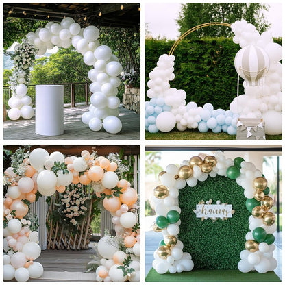 RUBFAC 135pcs White Balloons Different Sizes 18 12 10 5 Inch for Garland Arch, Latex Balloon for Wedding Birthday Party Baby Shower Anniversary Baptism Decorations
