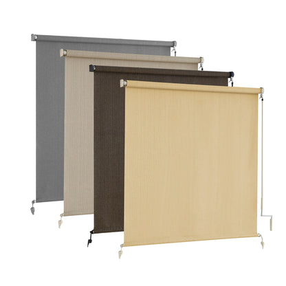 AOSKY Outdoor Roller Shades, Cordless Patio Shades Roll Up Outdoor Blinds, Roller Blinds Cloth for Porch Pergola Balcony Backyard Windows, 96" W x 96" H, Wheat