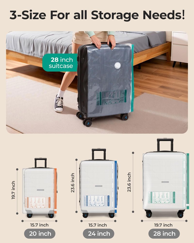 BAGSMART Vacuum Bags for Travel with Rechargeable Air Pump, Portable Space Saver Bags for Travel & Home, Vacuum Compression Seal Bag for Clothing, 18 Pack with Shoe, Laundry & Toiletry Bags