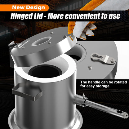 Nelyrho 12KG Hinge Flip Top Propane Melting Furnace Metal Smelting Machine with High Capacity, Melting Aluminum, Silver, and Copper Alloys, Easy-to-Use Foundry Kiln for Beginners and Professionals