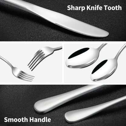 40-Piece Silverware Set, CXJY Stainless Steel Flatware Cutlery Set Service for 8, Utensils Include Knife Fork Spoon, Mirror Polished, Dishwasher Safe