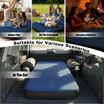 Terra Sage X Hybrid Comfort Camping Air Mattress, Self-Inflating Memory Foam Sleeping Pad with Built-in Electric Pump, 4.5" Thick Insulated Support for Bed-Like 4-Season Tent Sleep(Single,Blue)