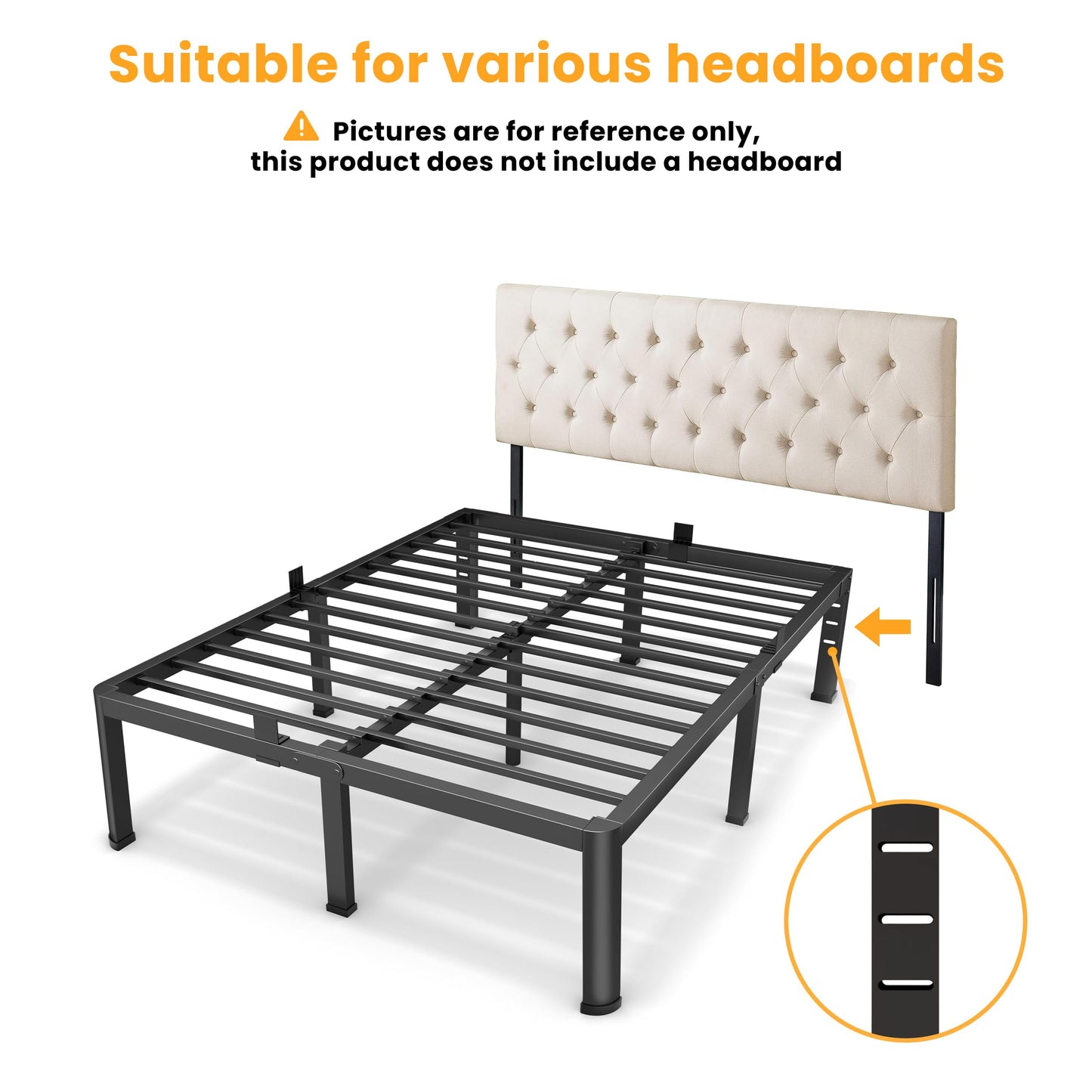 Superay 18 Inch King Size Metal Platform Bed Frame with Round Corners, Storage Space Under High Bed Frame-Heavy Duty Steel Slats Support, Noise Free - Easy Assembly - No Box Spring Needed