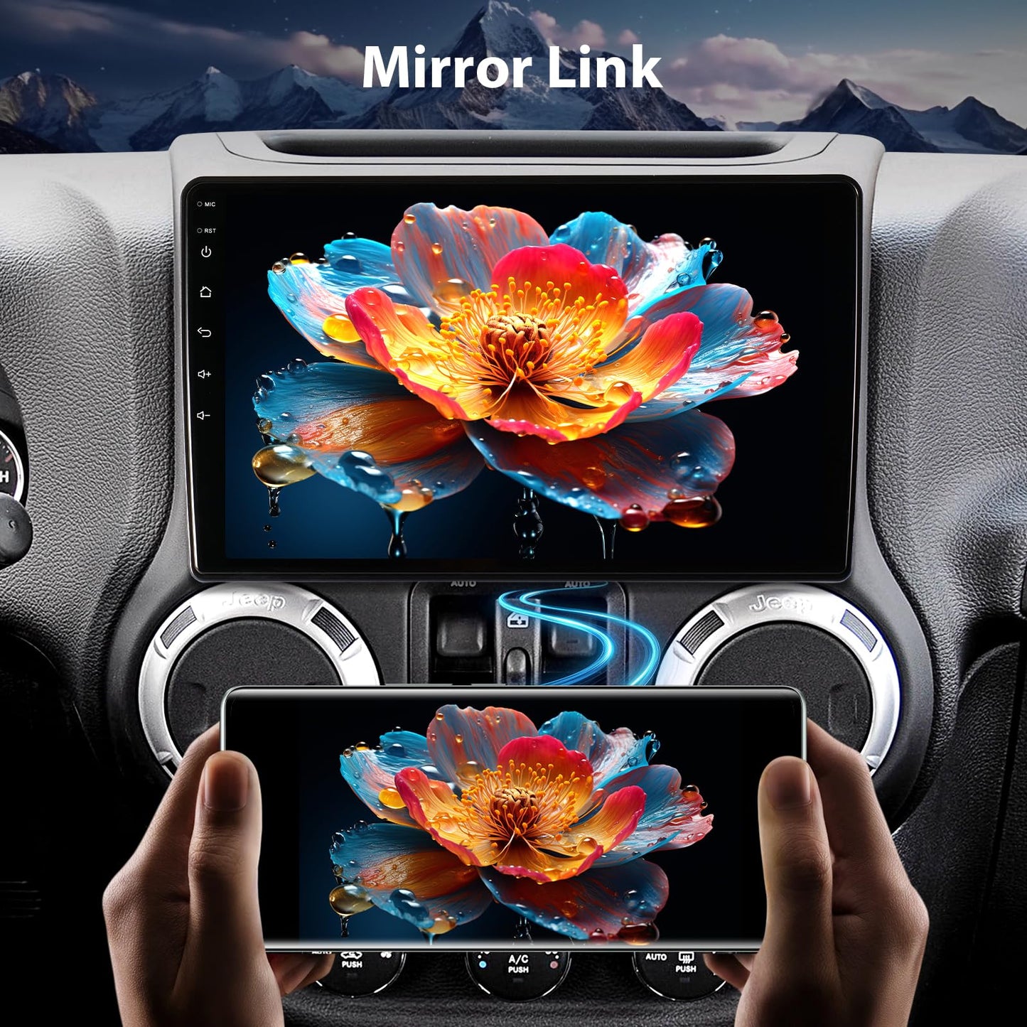 64G Car Radio for Jeep Wrangler JK 2007-2018/Compass/Grand Cherokee, 10.2" Touch Screen Plug and Play Android 13 Head Unit with Carplay/Android Auto/1080P Backup Camera/AM & FM